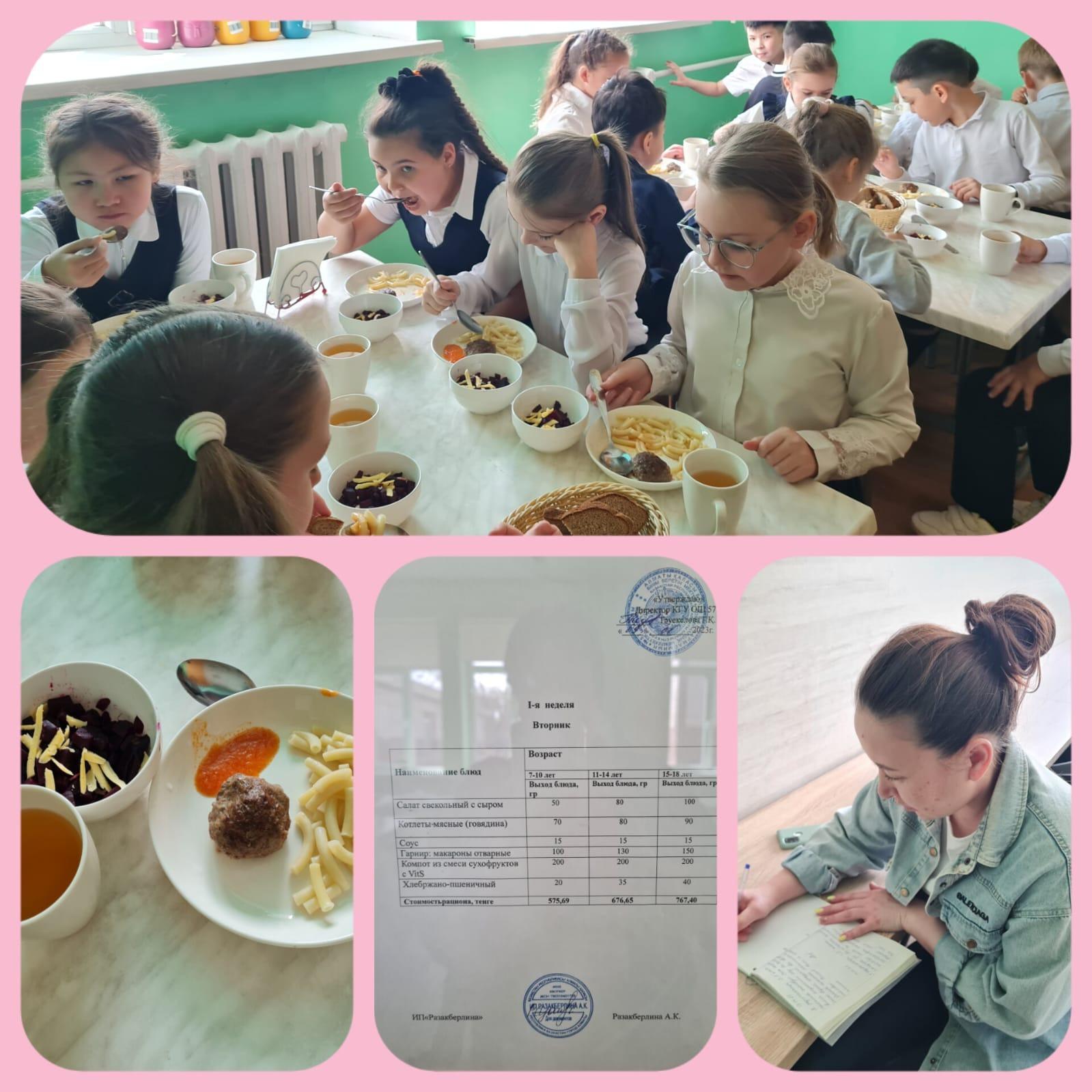 Ата-аналардың оқушылардың тамақтануын тексеруі                                                                 Проверка питания школьников родительской общественностью