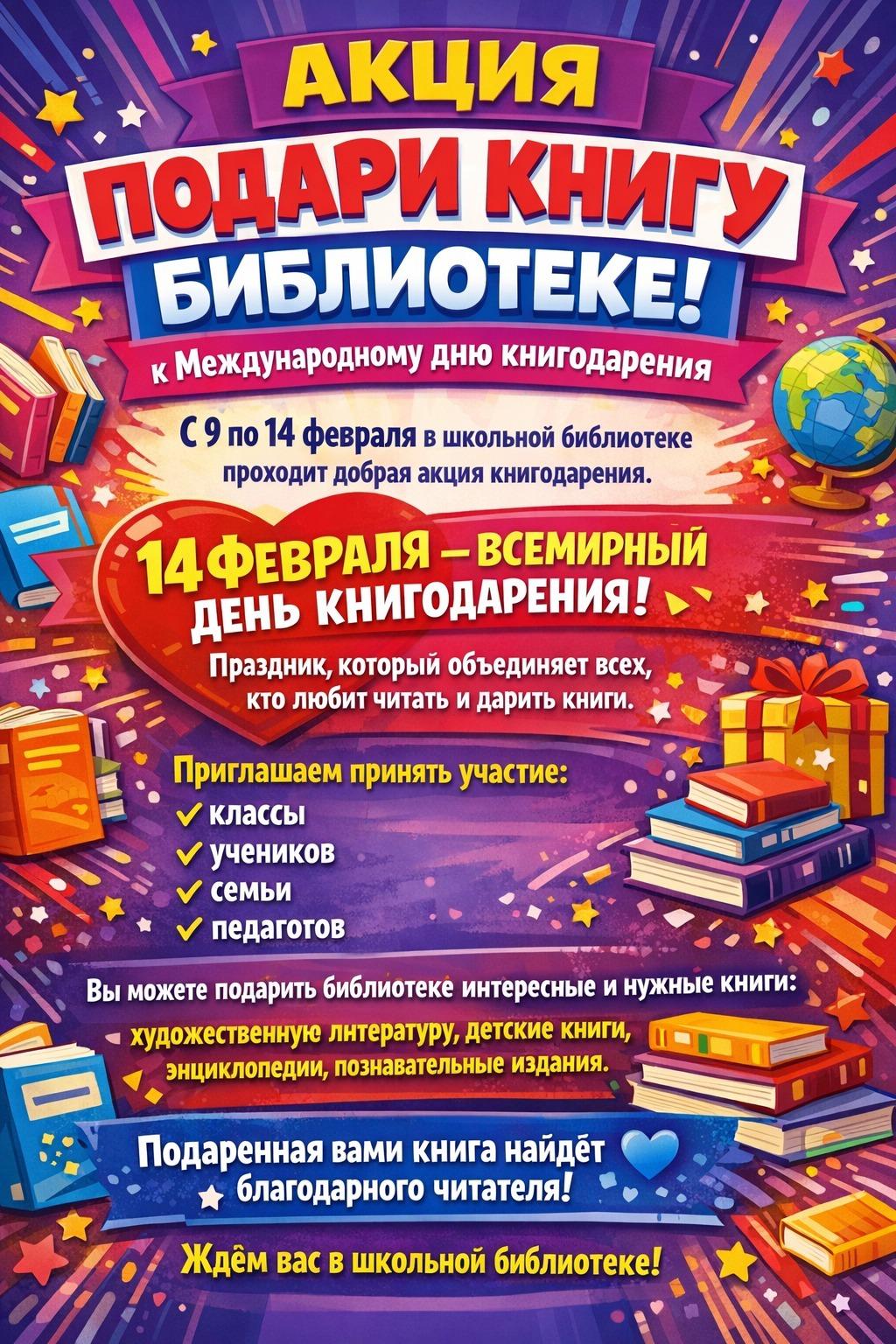Акция книгодарения с 9-14 февраля